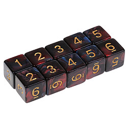 10pcs 6 sided dés d6 dés polyédriques pour les donjons et les dragons jeux de table bleu rouge