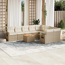 Maison Chic Salon de jardin avec coussins 10 pcs | Ensemble de Table et chaises | Mobilier d'Extérieur beige résine tressée -GKD99650