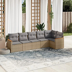 vidaXL Salon de jardin avec coussins 6pcs mélange beige résine tressée 