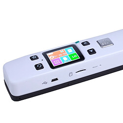 Wewoo Scanner portable blanc tenu dans la main portatif de document mobile de double rouleau de iScan02 avec l'affichage à LED, appui 1050DPI / 600DPI / 300DPI / PDF / JPG / TF