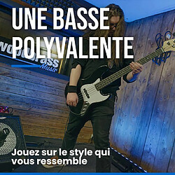 Avis NC Basse électrique Woodbrass JB100 Noire - Guitare basse polyvalente idéale pour débuter - Style rock, pop, funk, blues, hard, jazz