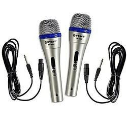 Tradex DE 2 MICROPHONES DYNAMIQUES PROFESSIONNELS FY-48K POUR RÉUNIONS, KARAOKÉ ET CONFÉRENCES CW505 Paire De 2 Microphones Dynamiques Professionnels Fy-48k Pour Réunions, Karaoké Et Conférences Cw505