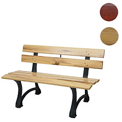 Mendler Banc de jardin HWC-F96, banc du parc, banquette en bois, fonte ~ 2 places, 125cm marron clair 