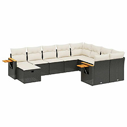 Maison Chic Salon de jardin 10 pcs avec coussins, Ensemble Tables et chaises d'extérieur noir résine tressée -GKD186920