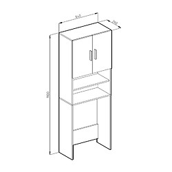 Acheter Toilinux Meuble de buanderie pour machine à laver Jeany - L. 64 x H. 190 cm - Blanc