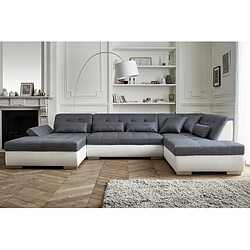 Lisa Design Vermont - canapé panoramique d'angle droit - 7 places - XXL Vermont - canapé panoramique d'angle droit - 7 places - XXL - Blanc / Gris