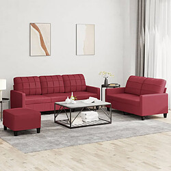 vidaXL Ensemble de canapés 3 pcs et coussins Rouge bordeaux Similicuir