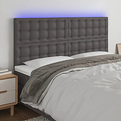 Maison Chic Tête de lit scandinave à LED,meuble de chambre Gris 180x5x118/128 cm Similicuir -MN56900