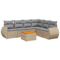 vidaXL Salon de jardin avec coussins 7 pcs beige résine tressée