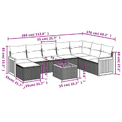 Acheter vidaXL Salon de jardin avec coussins 9 pcs beige résine tressée