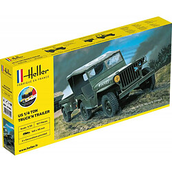 Heller Maquette Voiture Maquette Camion Starter Kit Us 1/4 Ton Truck 'n Trailer