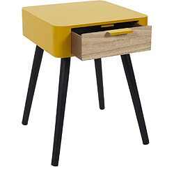 Acheter The Home Deco Factory Chevet en bois 1 tiroir Zoran jaune moutarde.