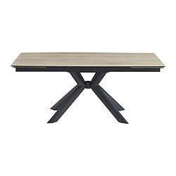 Avis Vente-Unique Table à manger extensible 6 à 10 personnes en céramique, verre trempé et métal - Naturel clair et Noir - LIOMINA de Maison Céphy