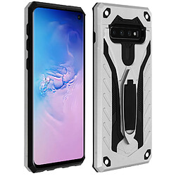 Avizar Coque Samsung Galaxy S10 Protection Bi-matière Antichoc Fonction Support Argent 