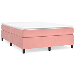 vidaXL Sommier à lattes de lit avec matelas Rose 140x200 cm Velours