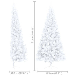 vidaXL Demi-arbre de Noël artificiel pré-éclairé et boules blanc 180cm pas cher