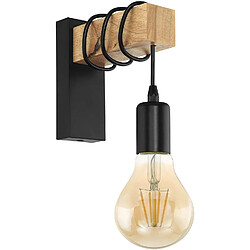 Universal Lampe murale, 1 - Lampe murale vin flammé avec design industriel, lampe vintage en acier et bois, couleurs: noir, marron, s 