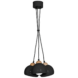 HOMEMANIA Lampe à suspension Dama - Chandelier - Plafond - Noir en Métal, Bois, 30 x 30 x 90 cm, 3 x E27, 60W 