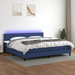 vidaXL Sommier à lattes de lit et matelas et LED Bleu 200x200 cm Tissu