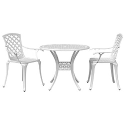 vidaXL Ensemble de bistro 3 pcs blanc aluminium coulé 