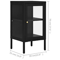 vidaXL Buffet Noir 38x35x70 cm Acier et verre pas cher