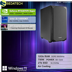 Sedatech Pack PC Gamer Silent Silent • Intel i9-14900KF • RTX4070Ti Super • 32Go DDR5 • 2To SSD M.2 • Windows 11 • Moniteur 27"