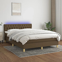 vidaXL Sommier à lattes de lit matelas et LED Marron foncé 140x190 cm 