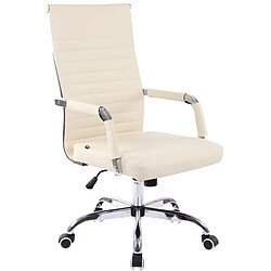 Decoshop26 Fauteuil de bureau sur roulettes confortable hauteur réglable en synthétique crème cadre métal chromé BUR10571