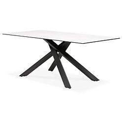 Acheter Alterego Table à diner 'MARKINA' en céramique blanche avec pied central en x noir - 180x90 cm