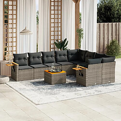 Maison Chic Salon de jardin avec coussins 10 pcs, Ensemble Tables et chaises de jardin, gris résine tressée -GKD403407