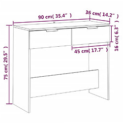 vidaXL Table console Sonoma gris 90x36x75 cm Bois d'ingénierie pas cher