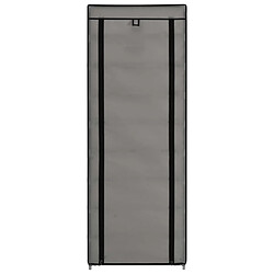 Avis vidaXL Armoire à chaussures avec housse Gris 57x29x162 cm Tissu