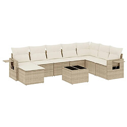 vidaXL Salon de jardin avec coussins 9 pcs beige résine tressée