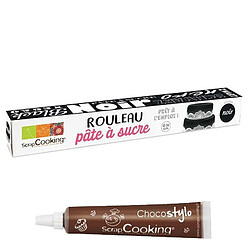 Scrapcooking Pâte à sucre en rouleau prête à dérouler Ø 36 cm noir + 1 Stylo chocolat 