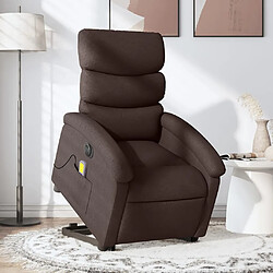 Maison Chic Fauteuil Relax pour salon, Fauteuil inclinable de massage électrique Marron foncé Tissu -GKD52842