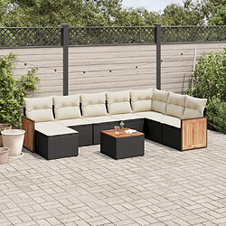 Maison Chic Ensemble Tables et chaises d'extérieur 9 pcs avec coussins,Salon de jardin noir résine tressée -GKD488427