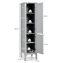 Acheter Helloshop26 Meuble de rangement salle de bain meuble colonne sur pied avec rangement à 5 niveaux organisateur de rangement 37 x 37 x 160 cm gris 20_0006292