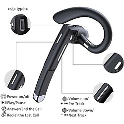 Chrono Casque Bluetooth portable, casque Bluetooth avec microphone intégré pour la maison, la conduite, le travail, le bureau(noir) pas cher