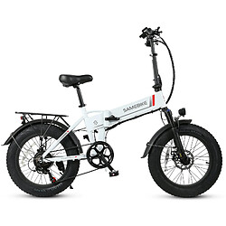 Vélo Électrique SAMEBIKE LOTDM200-II - Moteur 500W Batterie 48V13Ah Autonomie 40KM Freins à Disque Mécaniques - Blanc 