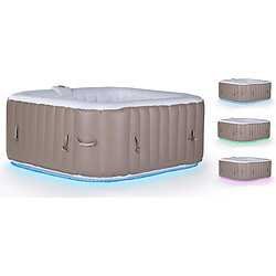 Habitat Et Jardin Spa Gonflable Monac - avec bande lumineuse - 6 places - Taupe/Crème