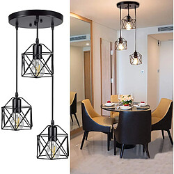 Stoex Lustre Suspension Métal Noir, Plafonnier Salle à Manger Fer Forgé, Hauteur de C Lustre Suspension Métal Noir, Plafonnier Salle à Manger Fer Forgé, Hauteur de Câble Réglable, 3 Ampoules E27 pour Restaurant, Salon, Chambre et Escalier