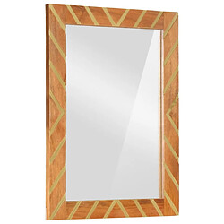 vidaXL Miroir salle de bain marron 50x70x3cm bois de manguier et verre