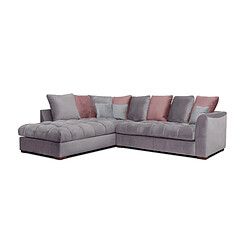 Courtois Laville Canapé d'angle gauche, 5 places, BARDI, Tissu Gris mauve 