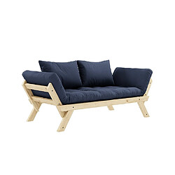 Inside 75 Banquette méridienne futon BEBOP pin naturel coloris bleu marine couchage 75*200 cm. 