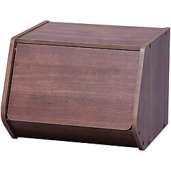 Iris Ohyama, Niche de rangement avec porte pliante en bois - Boîte de rangement empilable modulaire en bois STB-400D - Chêne brun, L40 x P38,8 x H30,5 cm 531486