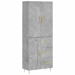 vidaXL Buffet haut Gris béton 69,5x34x180 cm Bois d'ingénierie