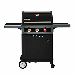 Barbecue au gaz BRASERO Boston Black 3K Turbo - 3 brûleurs dont 1 Turbo Zone, Noir 