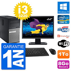 PC Tour Dell 9010 Ecran 22" Intel i3-3220 RAM 8Go Disque Dur 1To Windows 10 Wifi · Occasion 