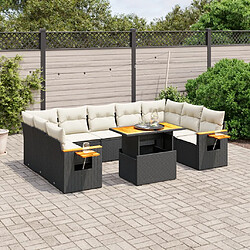 Maison Chic Salon de jardin 10 pcs avec coussins, Ensemble Tables et chaises d'extérieur noir résine tressée -GKD513502