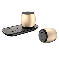 Wewoo Mini enceinte Bluetooth Haut-parleur sans fil stéréo en alliage d'aluminium F1 avec station de chargement, support mains libres (or)